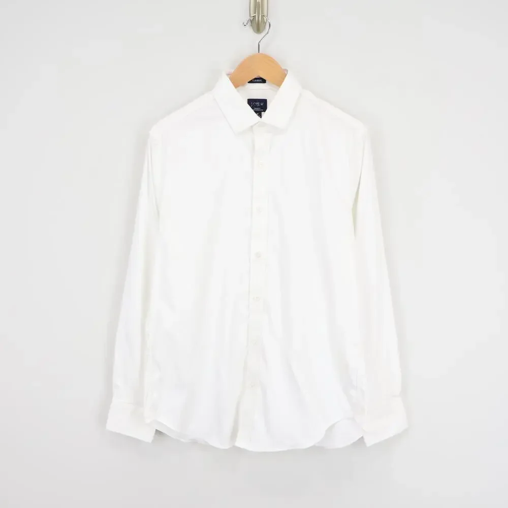 J.Crew Classic Bowery Performance Stretch Dress Shirt Spread Collar White M NWOT